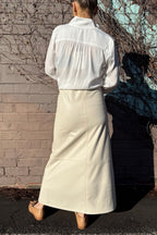 Chalk Croc Faux Leather Skirt