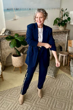Navy Sport Paperbag Pant