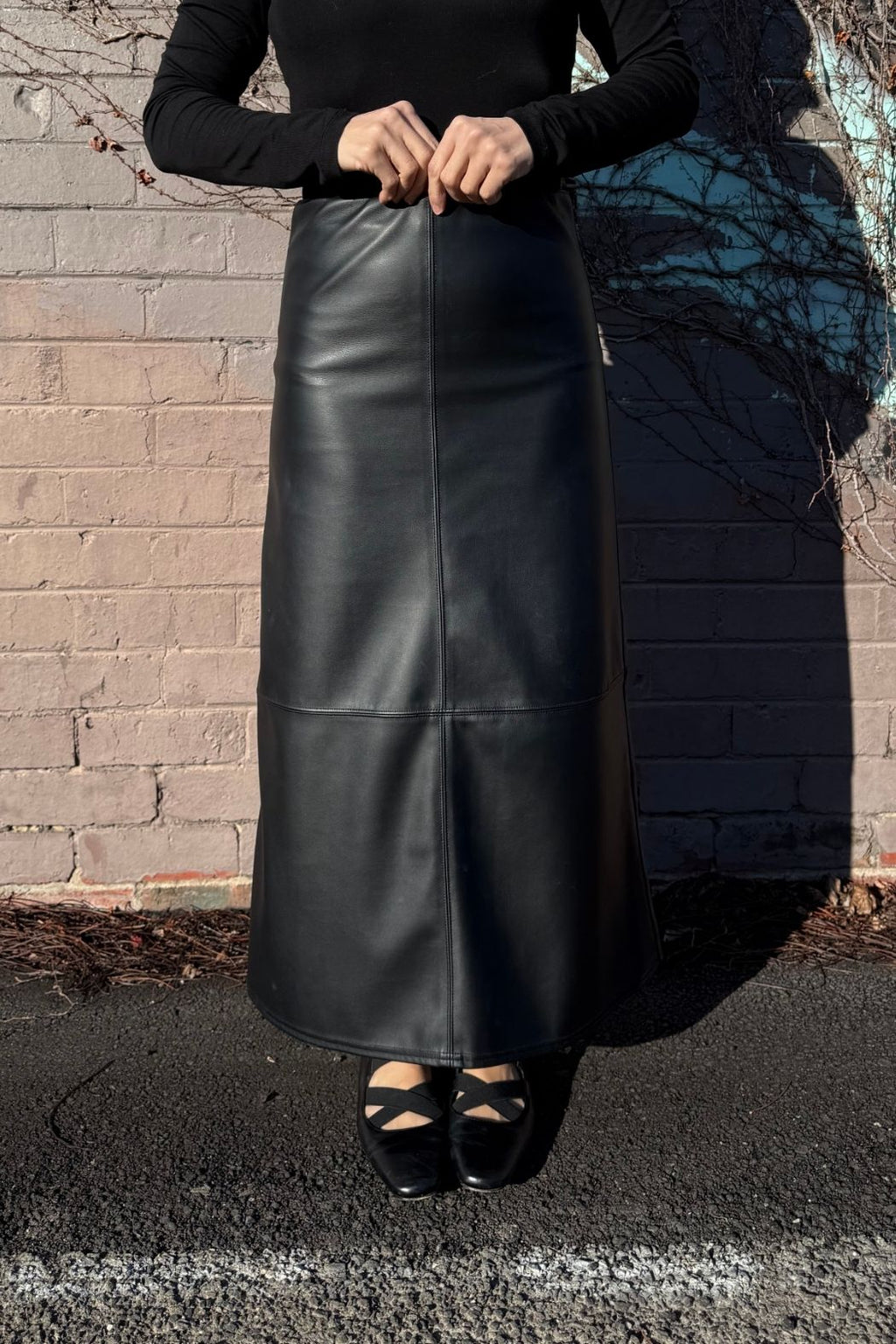 Matt Black Croc Faux Leather Skirt