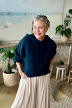 Navy Recycled Yarn Fluffy Hoodie Navy S