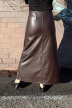 Coffee Croc Faux Leather Skirt