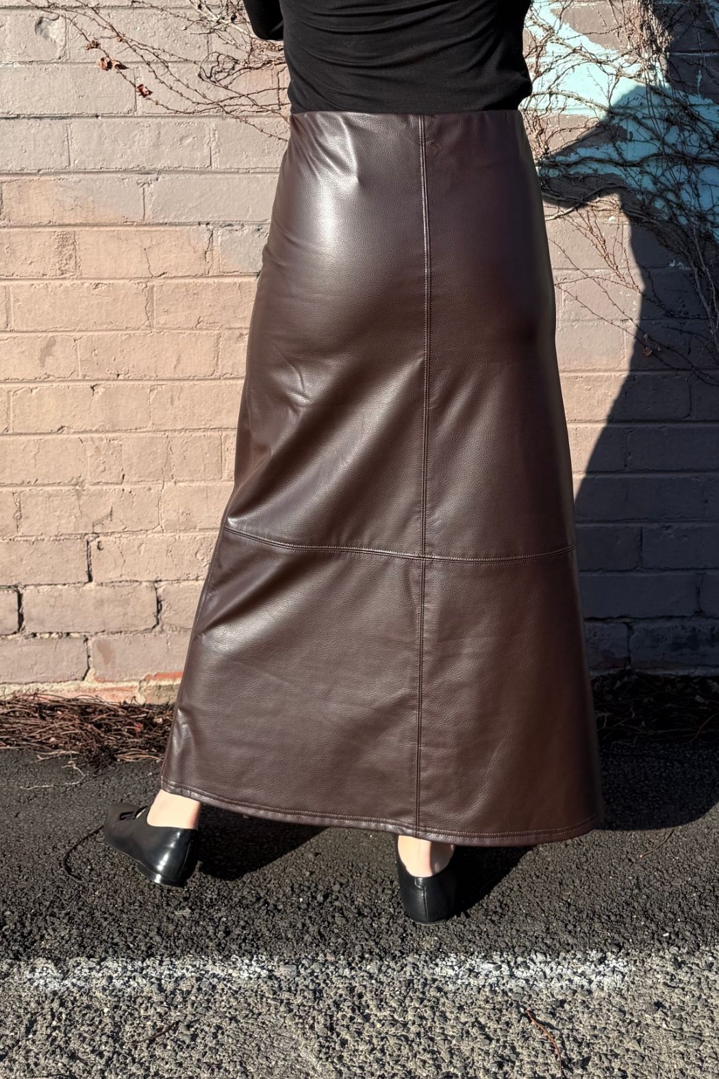 Coffee Croc Faux Leather Skirt