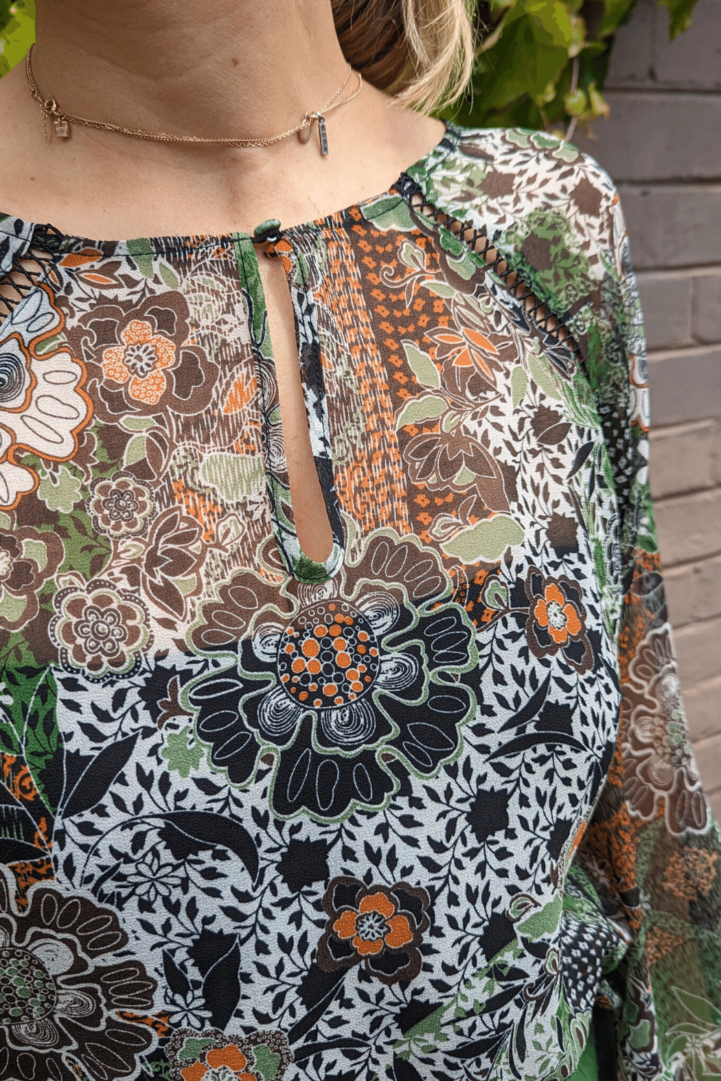 Black Green Boho Blouse - Final Sale