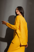 Marigold Criss Cross V Neck Jumper Marigold S