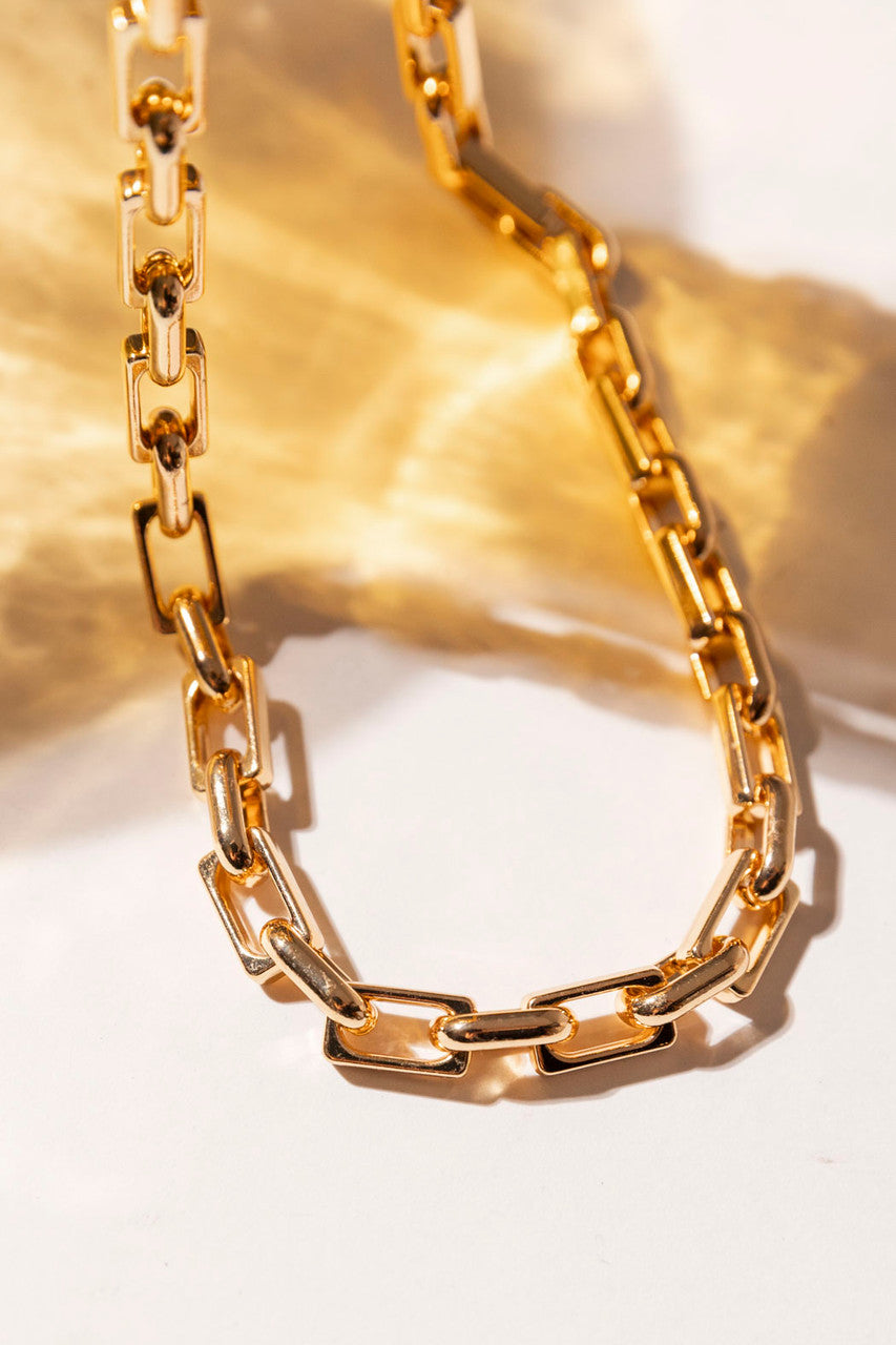Rectangular Gold Chain Necklace S
