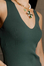 Forest Rib V Neck Cami