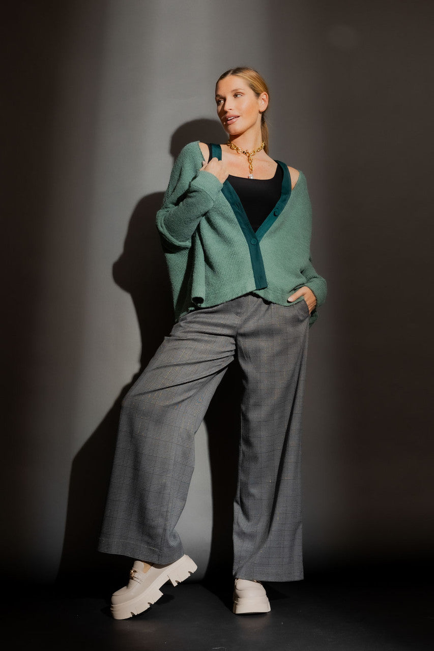 Teal Luxe Rib Cut Out Cardigan