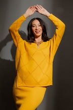Marigold Criss Cross V Neck Jumper Marigold S