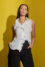 Ivory Double Ruffle Cami