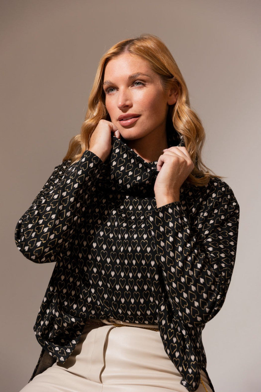 Hearts Gigi Roll Neck Top - Sale