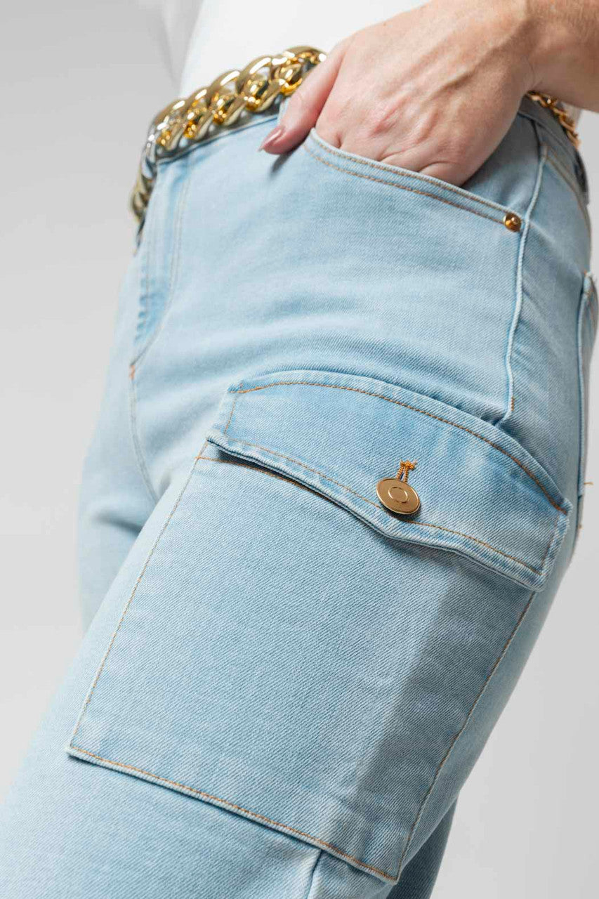 Light Denim Cargo Jeans
