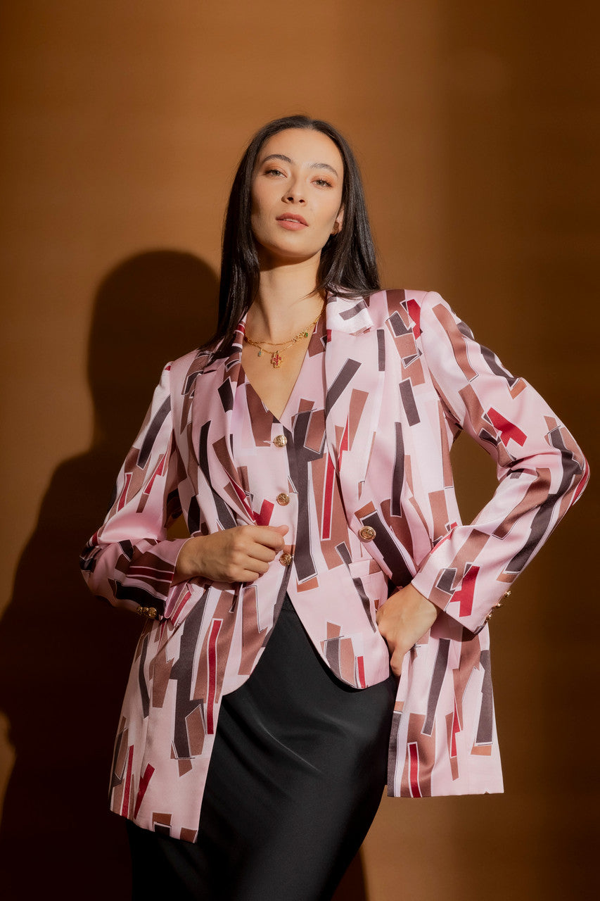 Pink Shapes Print Blazer Pink Shapes