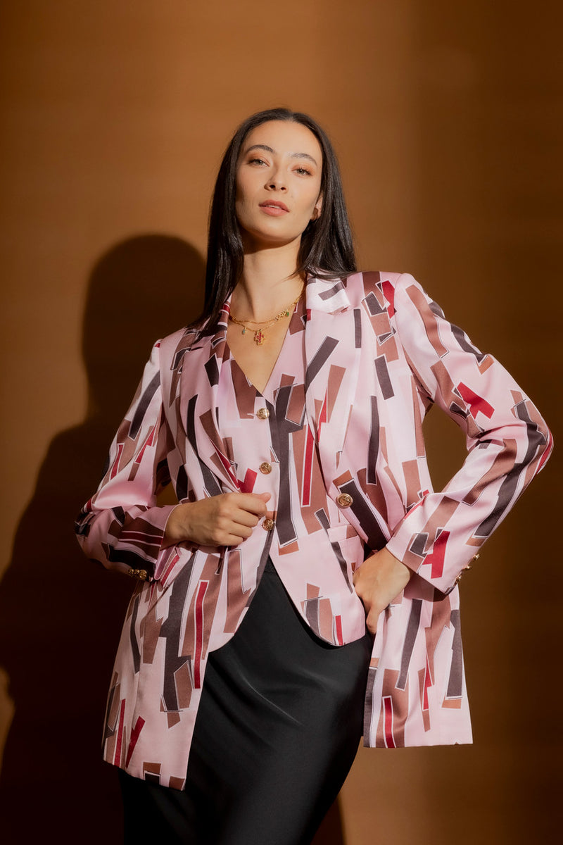 Pink Shapes Print Blazer Pink Shapes