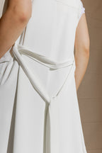 White Euro Longline Belted Vest