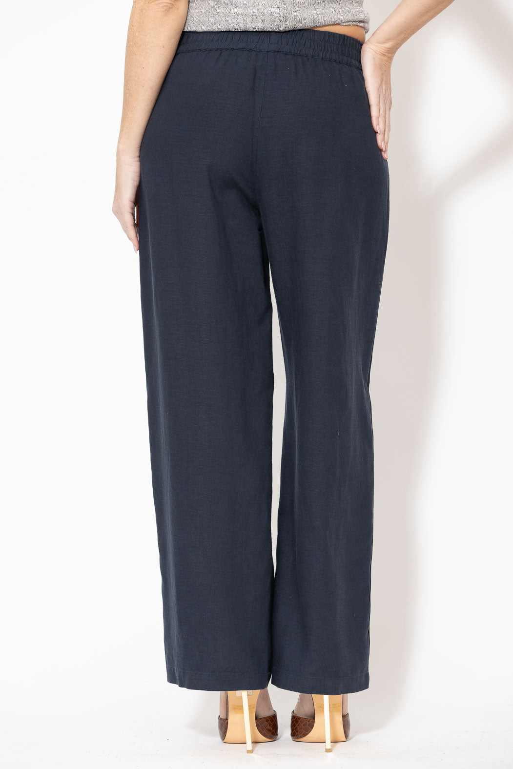 Navy Linen Stripe Pant