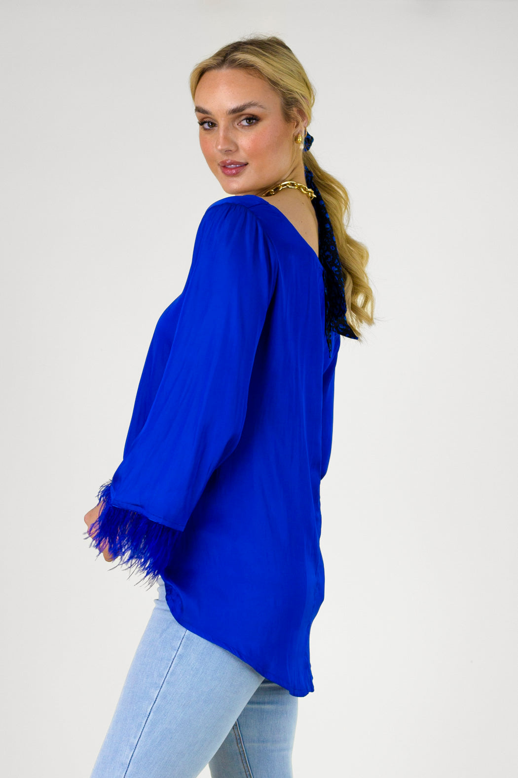 Cobalt Silky Feather Top - Final Sale