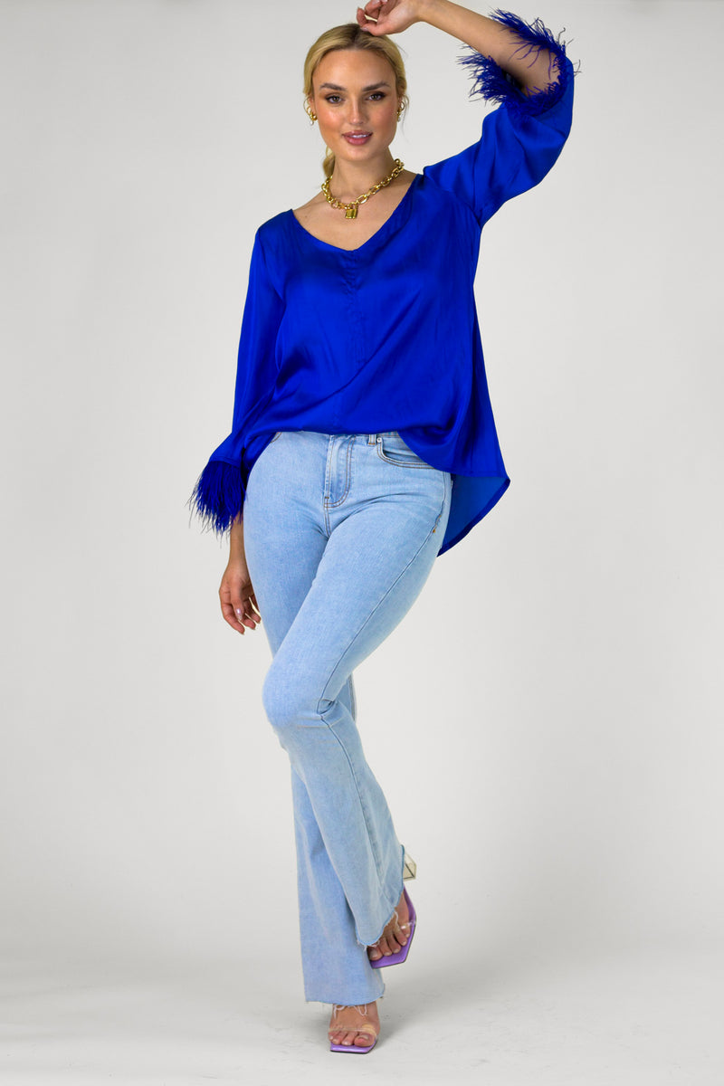 Cobalt Silky Feather Top - Final Sale