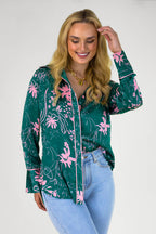 Jade Pink Silky Piping Shirt - Final Sale
