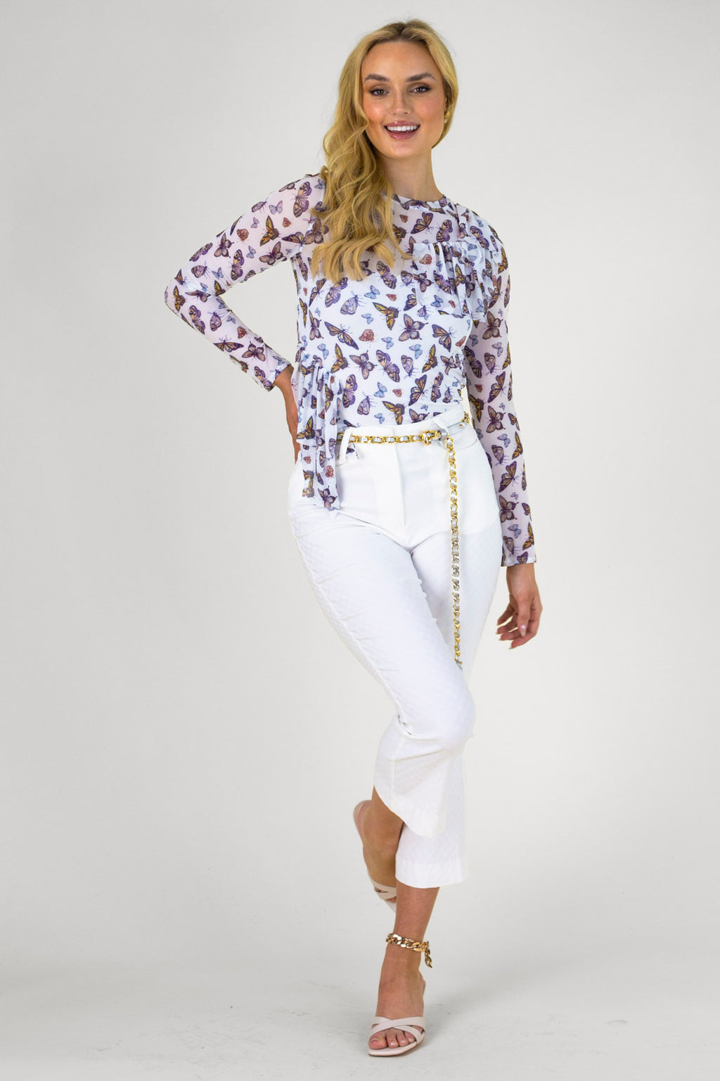 Mesh Ruffle Top 10321 V