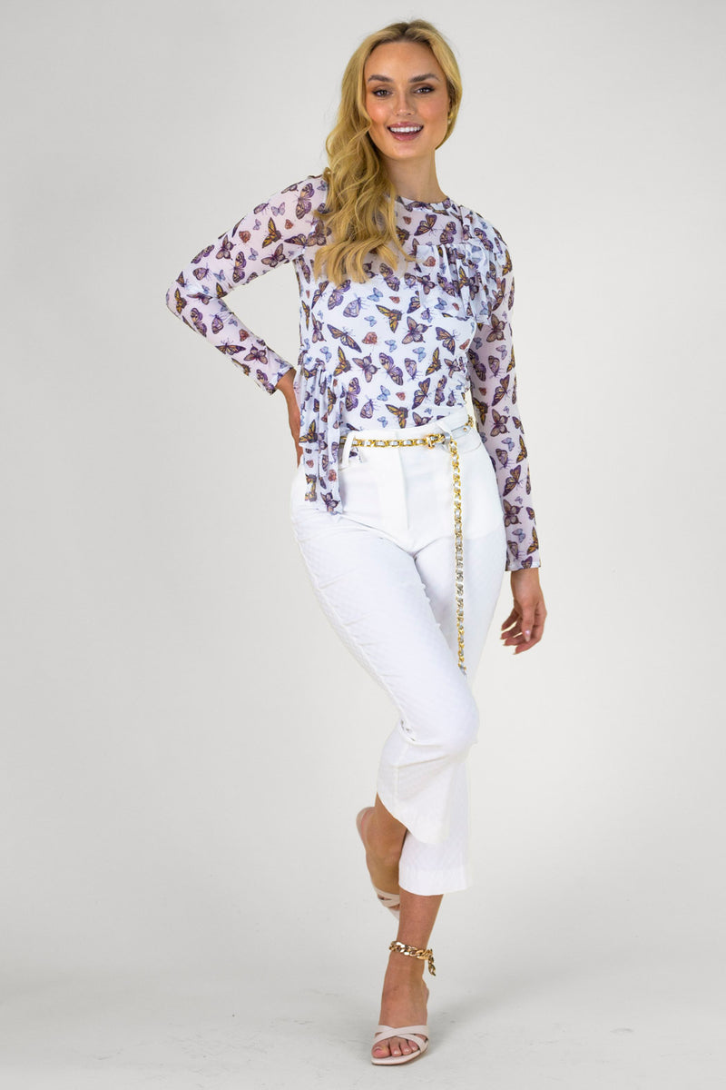 Mesh Ruffle Top 10321 V