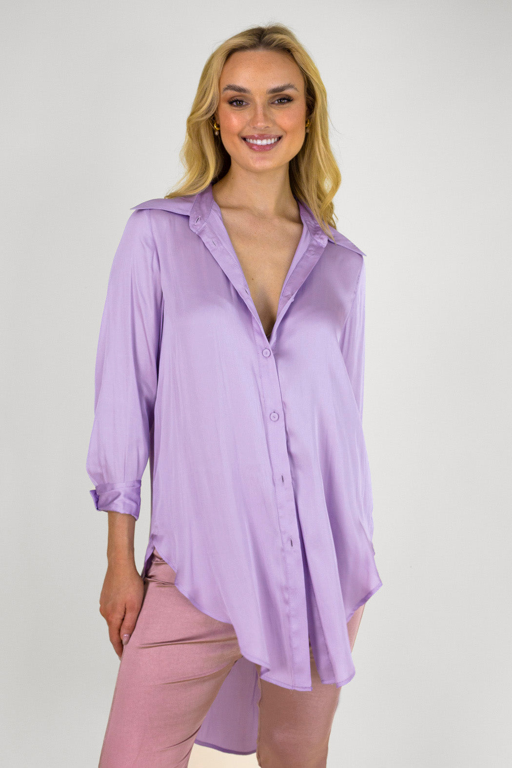Lilac Boyfriend Maxi Shirt - Final Sale