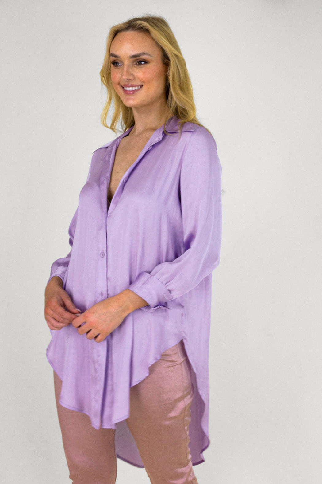 Lilac Boyfriend Maxi Shirt - Final Sale