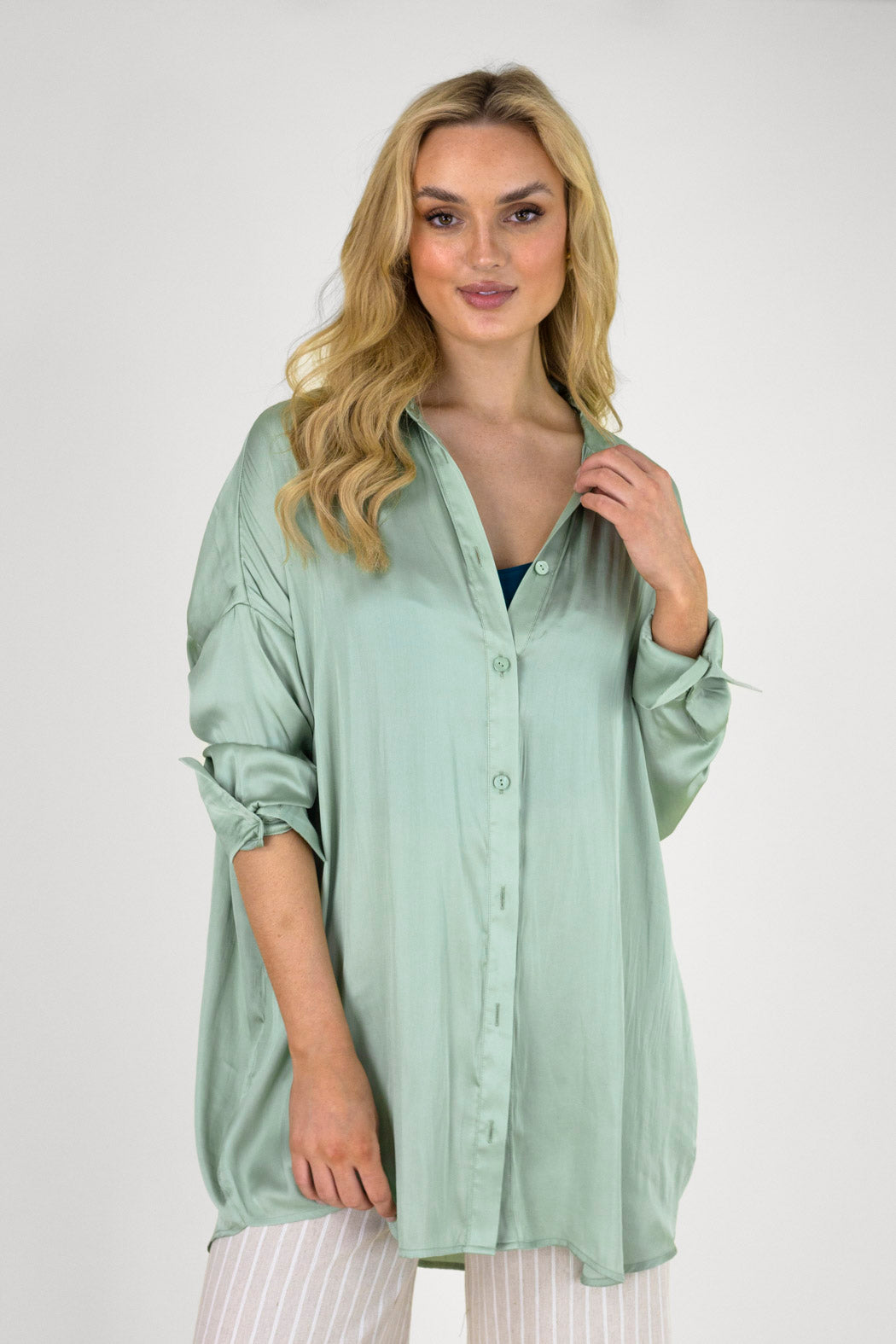 Mint Silky Blake Shirt - Final Sale