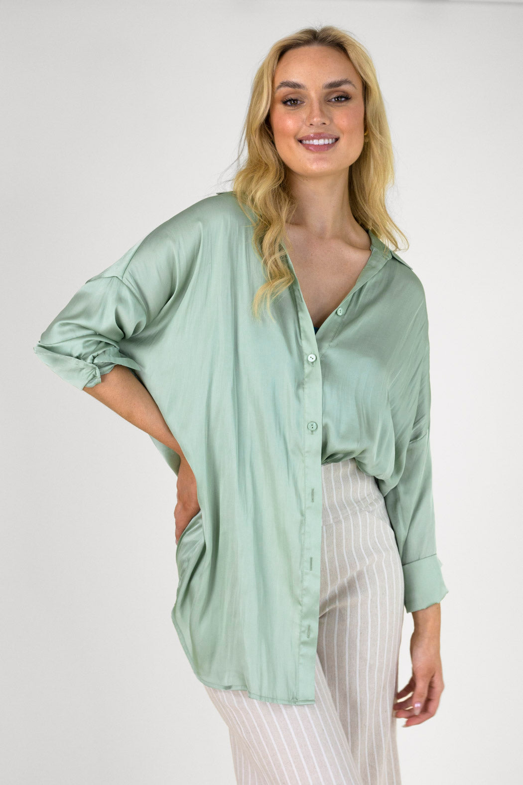 Mint Silky Blake Shirt - Final Sale