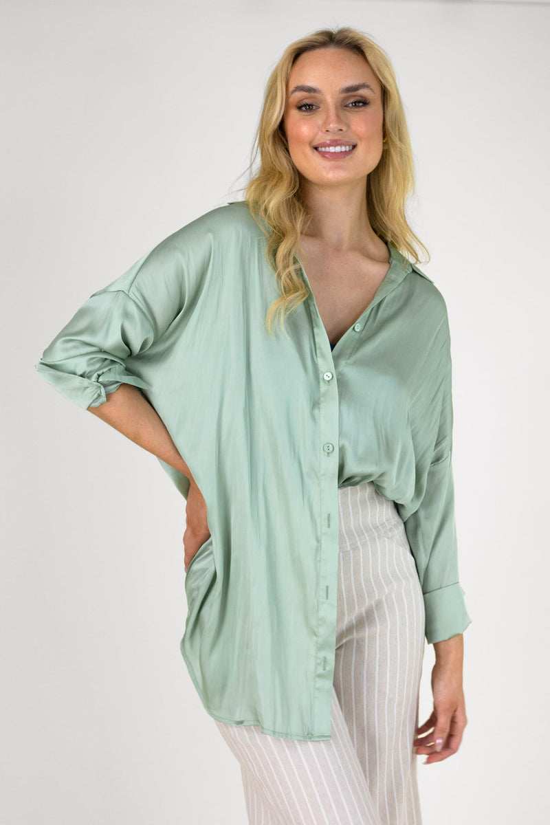 Mint Silky Blake Shirt - Final Sale