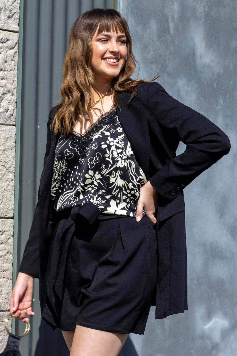 Black White Silky Lace Cami - Final Sale