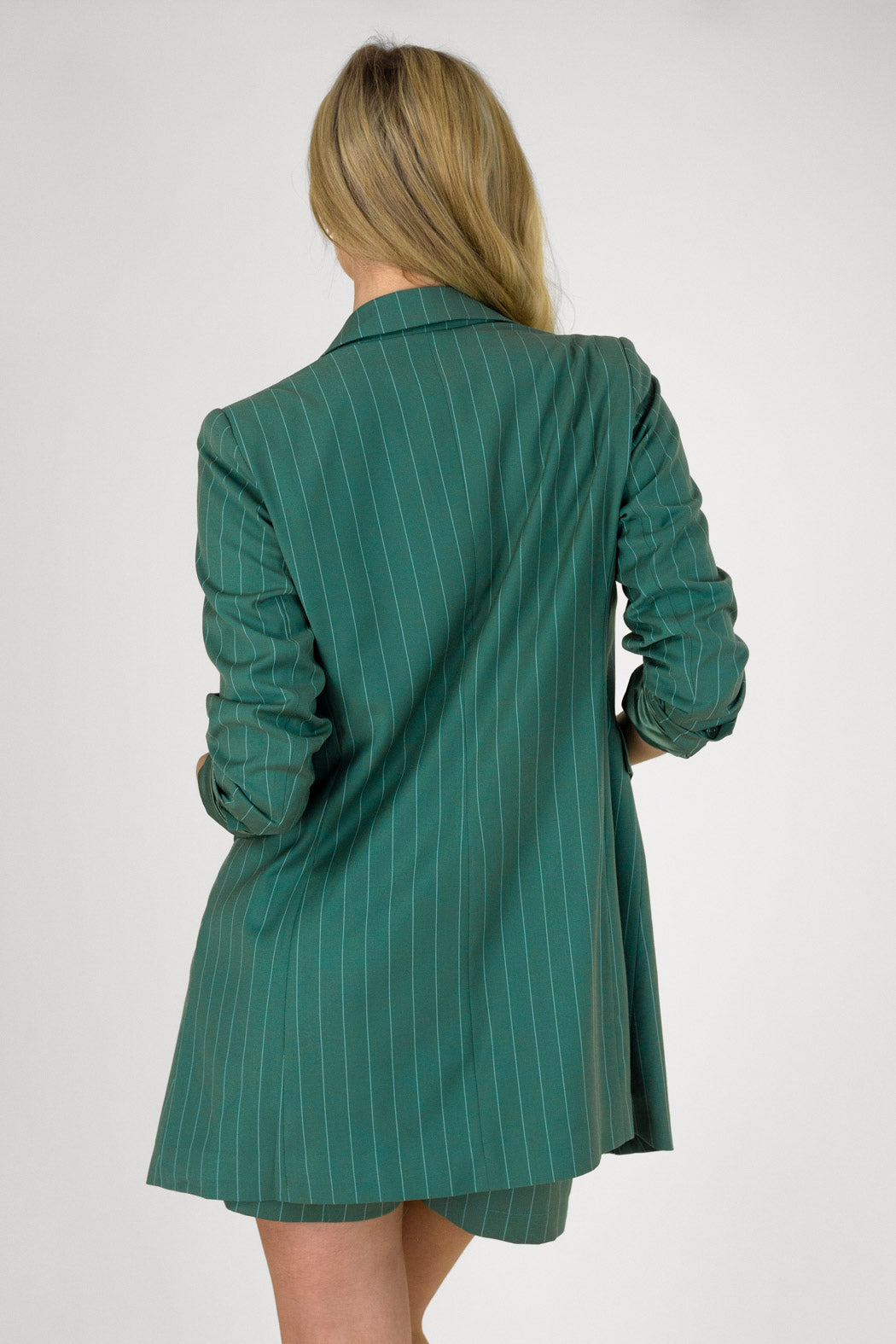 Teal Pinstripe Longline Blazer - SALE