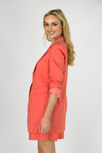 Peach Pinstripe Longline Blazer - NT