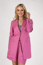 Strawberry Pinstripe Longline Blazer - NT