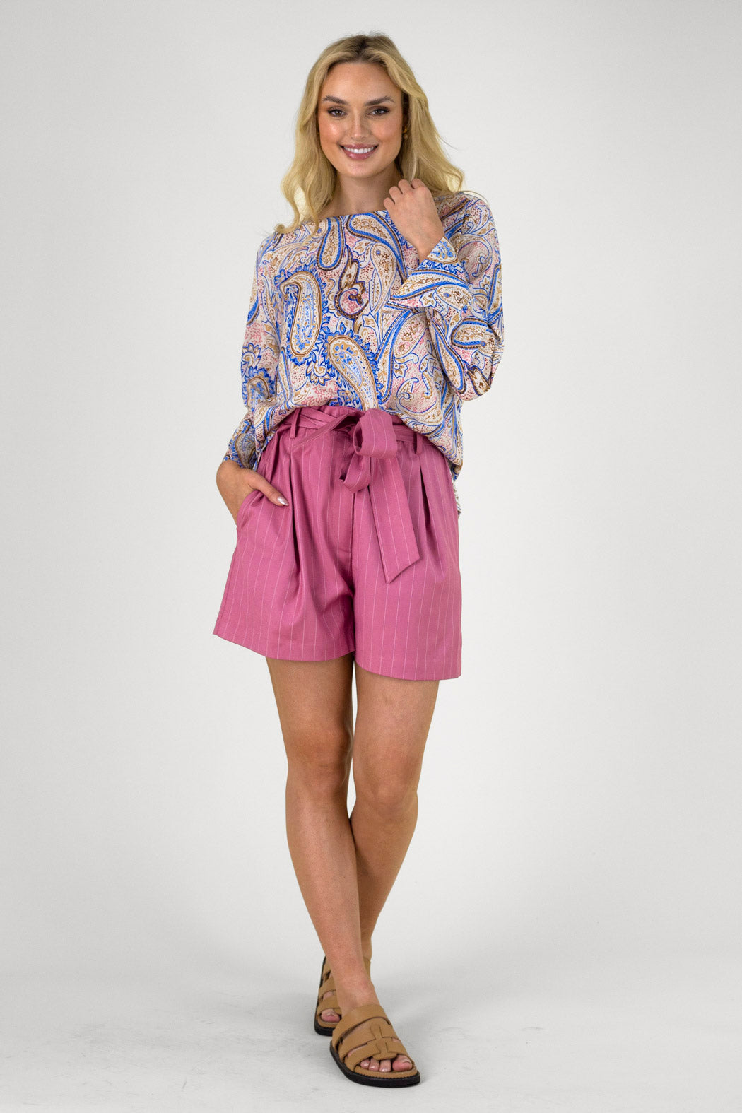 Strawberry Pinstripe Paperbag Short - FINAL SALE