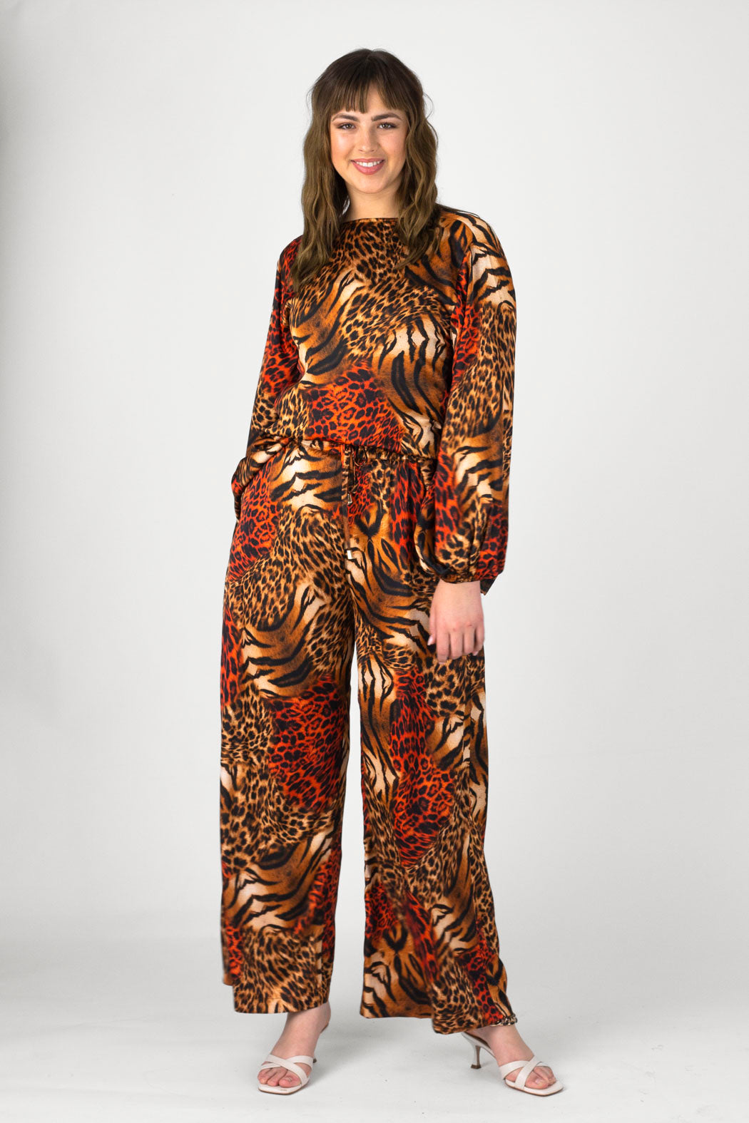 Orange Animal Silky Wrap Top - FINAL SALE