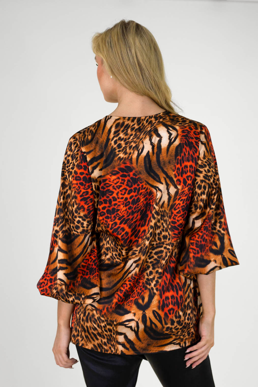 Orange Animal Silky Wrap Top - FINAL SALE