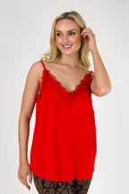 Red Soft Touch Basic Lace Cami - Final Sale