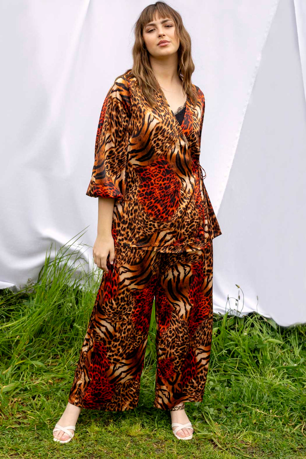 Orange Animal Silky Long Culottes - FINAL SALE