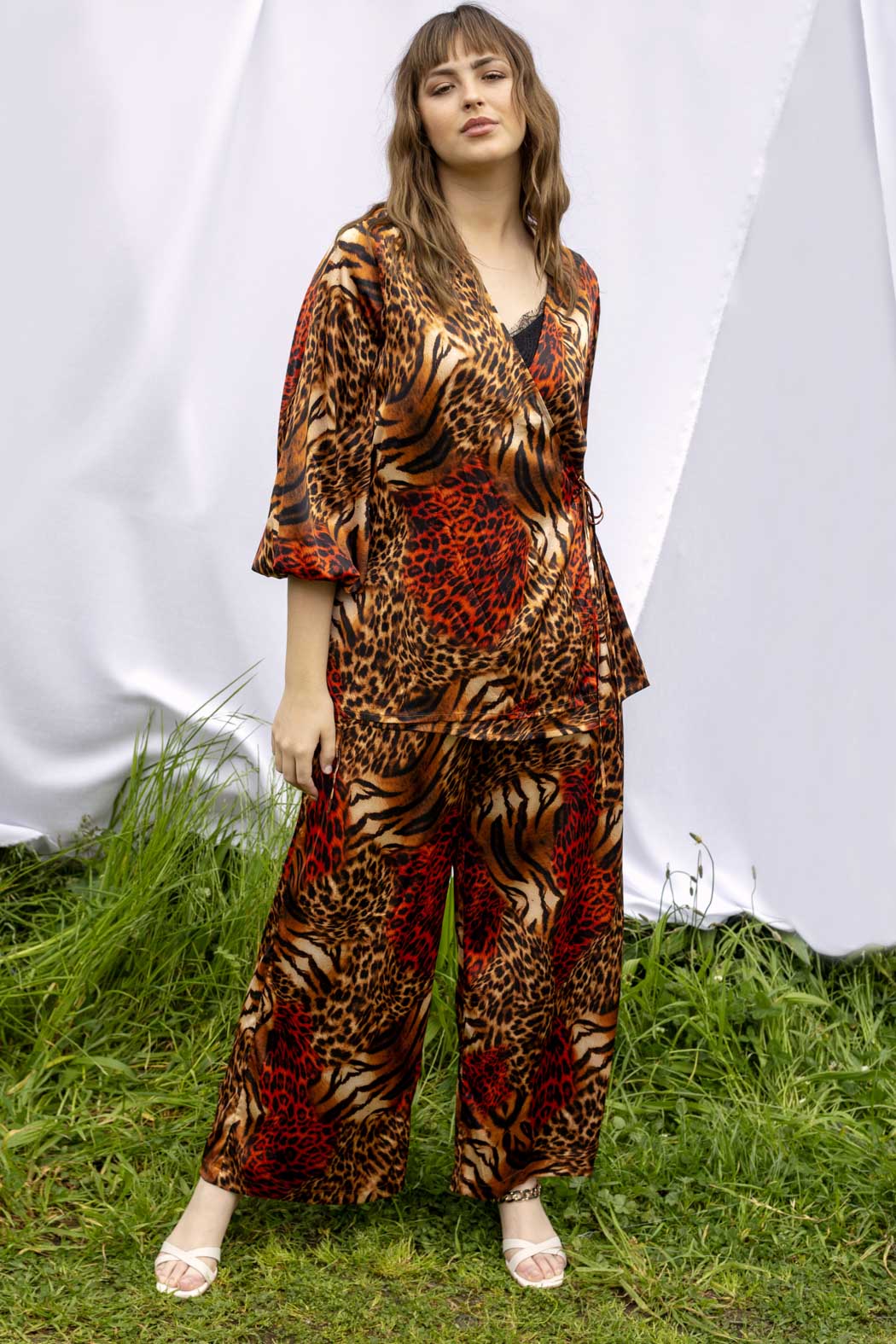 Orange Animal Silky Long Culottes - FINAL SALE