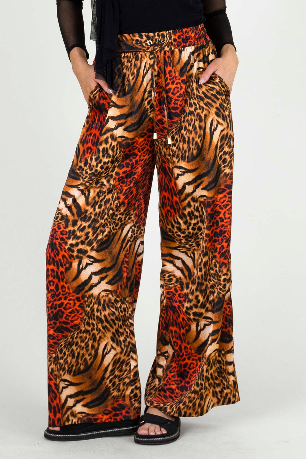 Orange Animal Silky Long Culottes - FINAL SALE