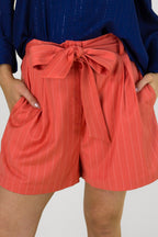 Peach Pinstripe Paperbag Short - NT