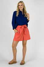 Peach Pinstripe Paperbag Short - NT