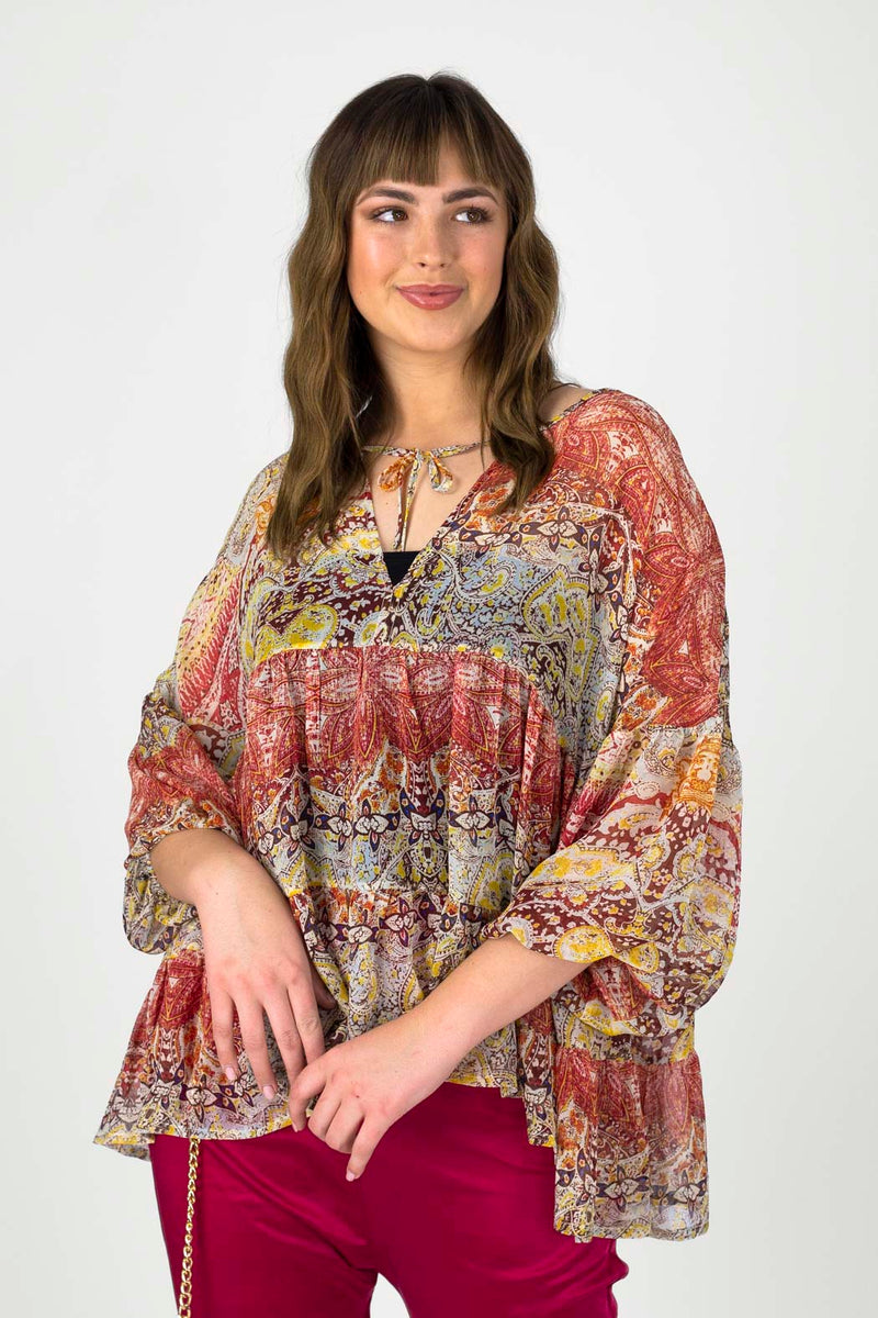 Red Tiered Blouse - FINAL SALE