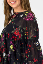 Black Floral Tiered Blouse - FINAL SALE