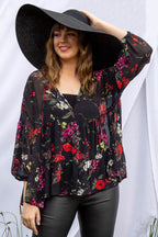 Black Floral Tiered Blouse - FINAL SALE