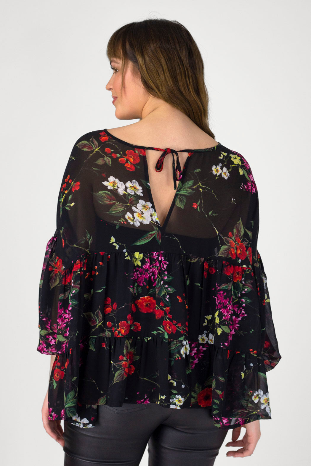 Black Floral Tiered Blouse - FINAL SALE