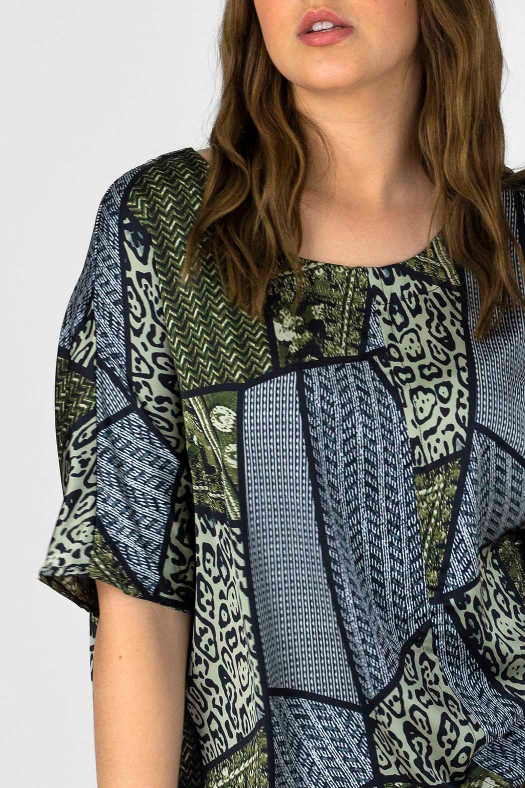 Khaki Patchwork Over Top - Final Sale