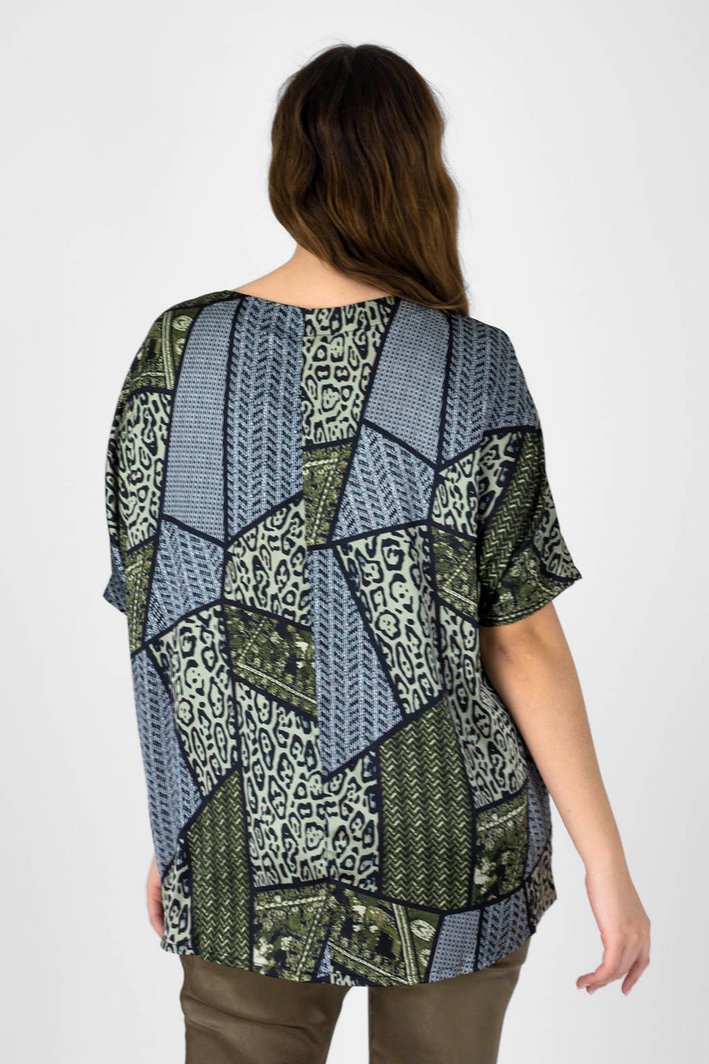 Khaki Patchwork Over Top - Final Sale