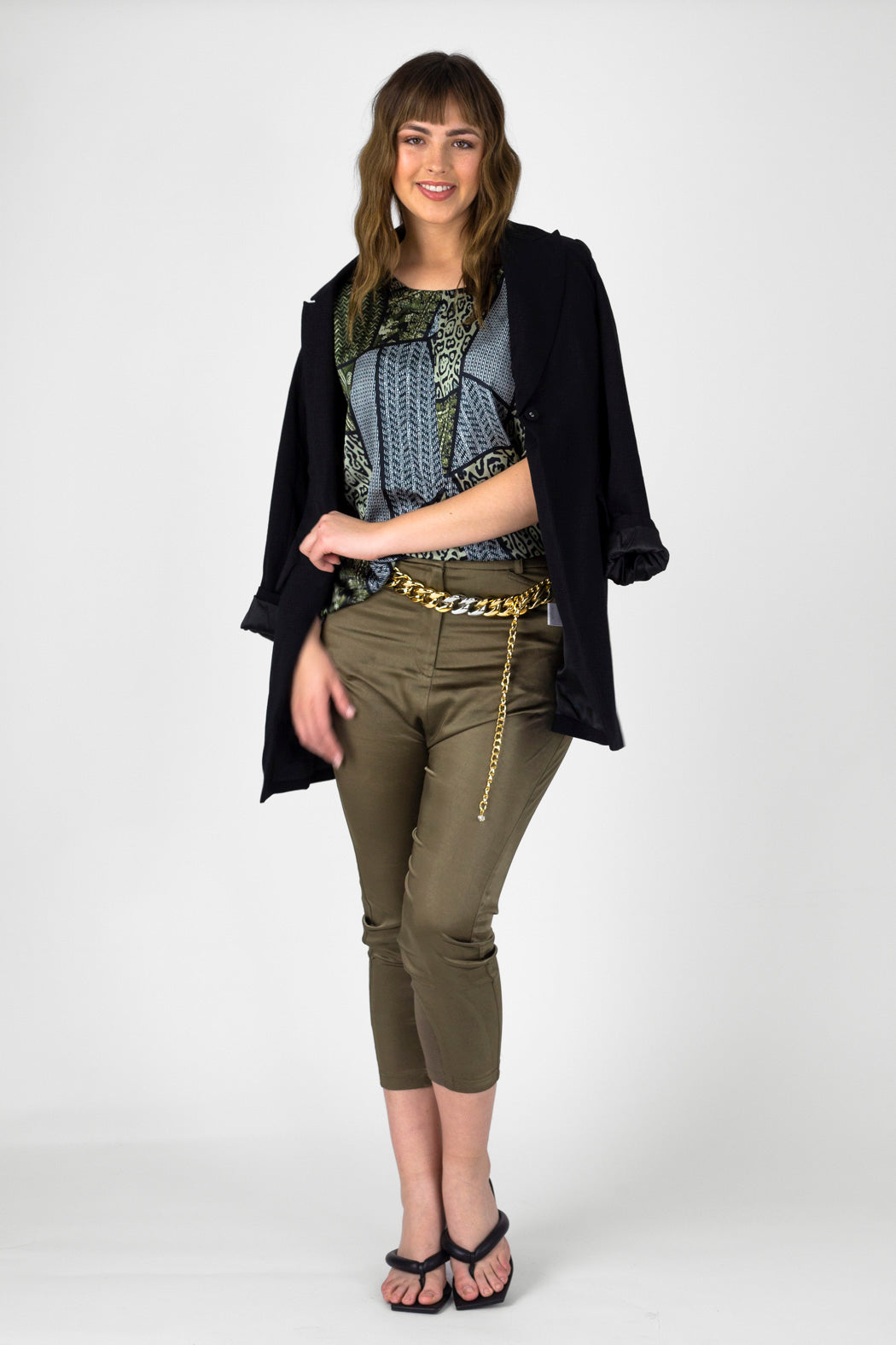 Khaki Patchwork Over Top - Final Sale