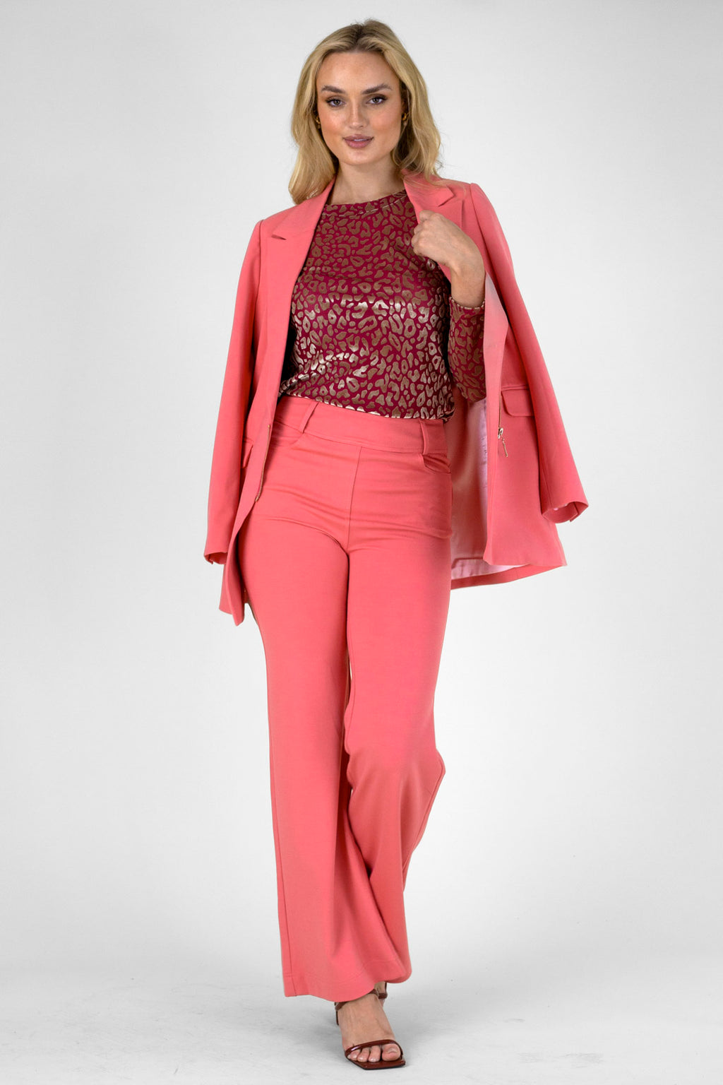 Watermelon Ponte Wide Flare - Final Sale